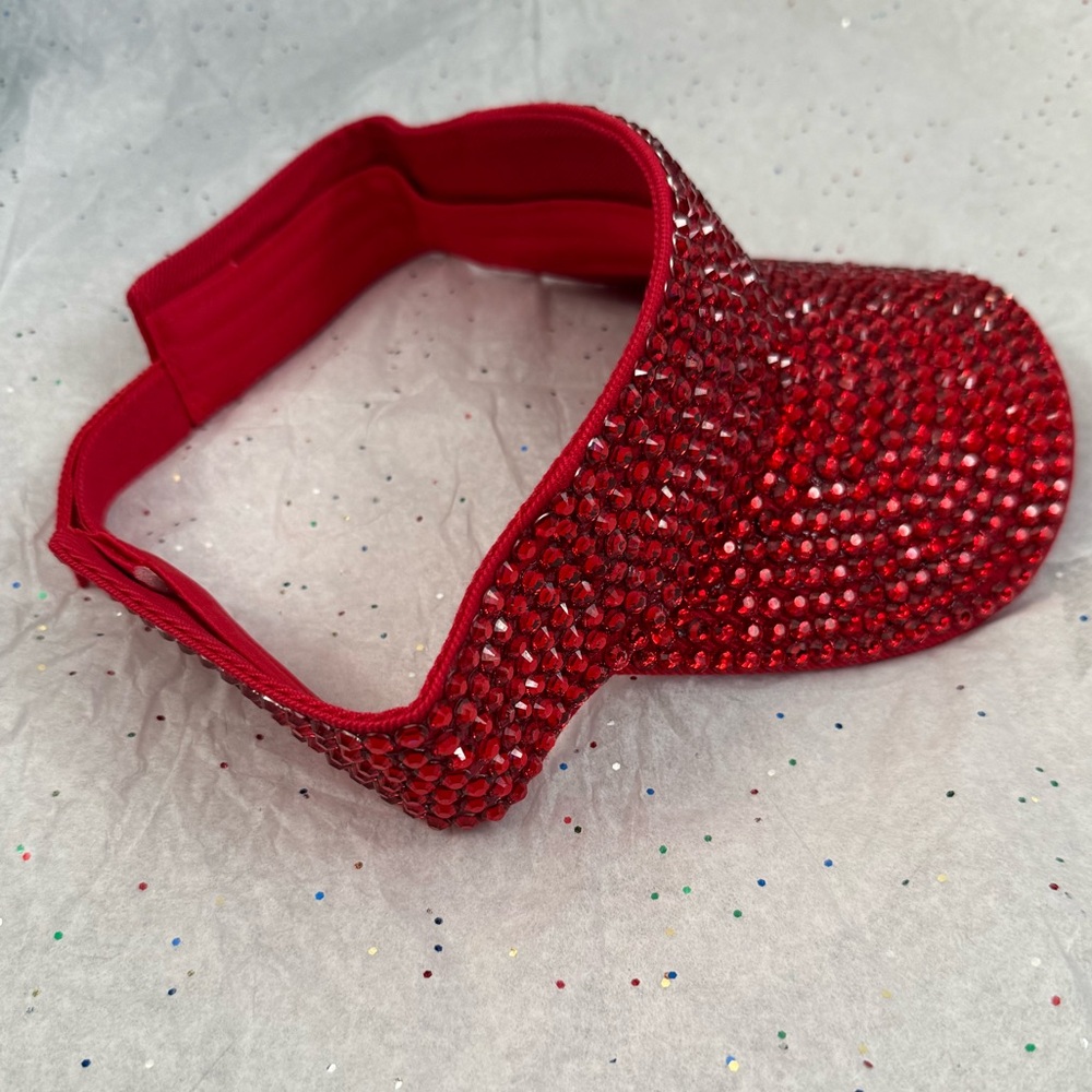 Red Rhinestone Visor nwot - Picture 4 of 5